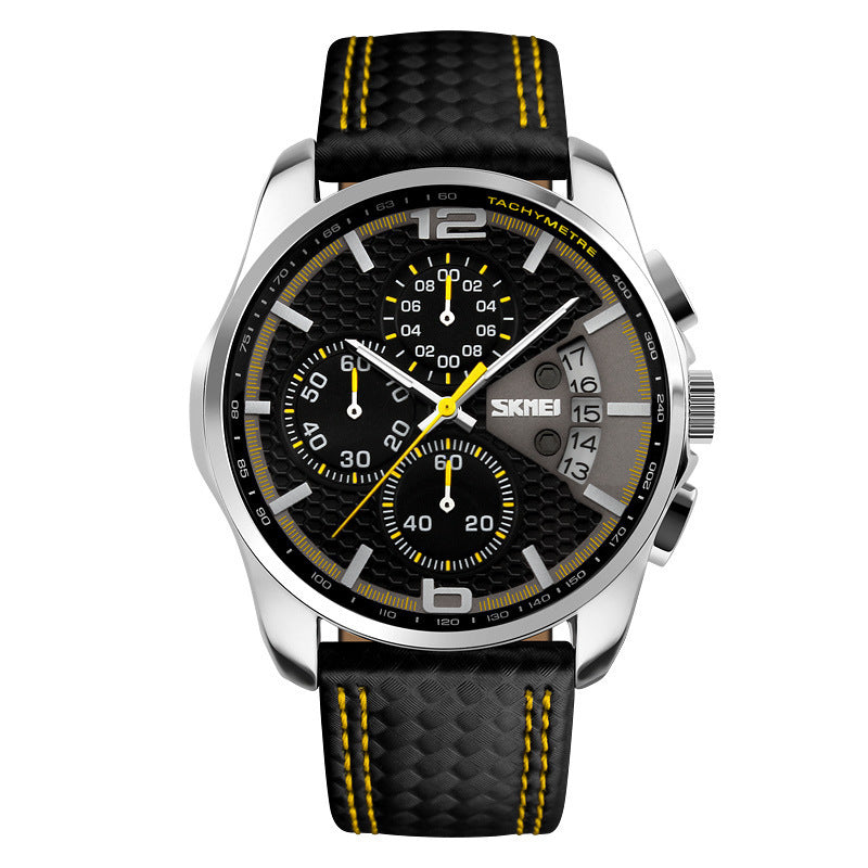 Leather quartz watch