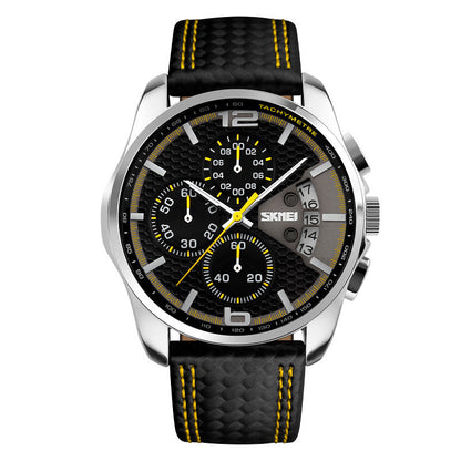 Leather quartz watch