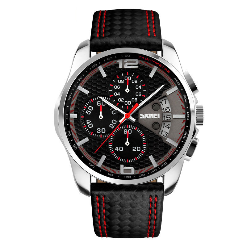 Leather quartz watch
