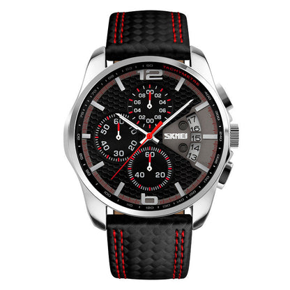 Leather quartz watch