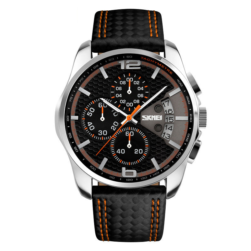 Leather quartz watch