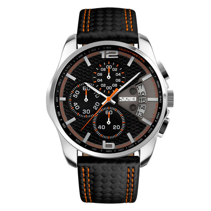 Leather quartz watch