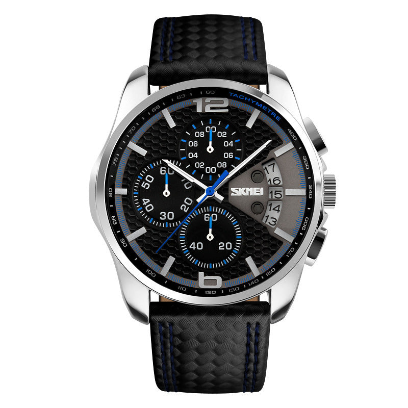 Leather quartz watch