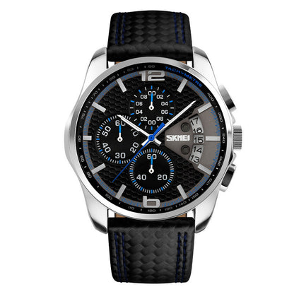 Leather quartz watch