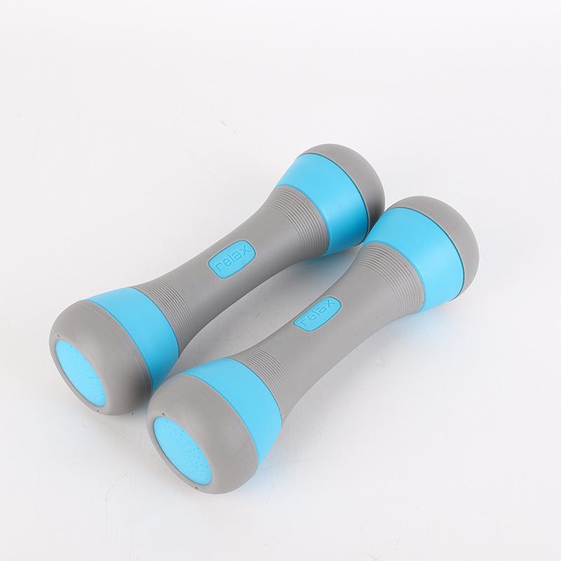 Paquet de deux haltères fitness en acier et TPR gris et bleu de 2 kg pour exercices aérobics et musculation à domicile