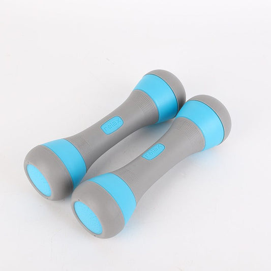Paquet de deux haltères fitness en acier et TPR gris et bleu de 2 kg pour exercices aérobics et musculation à domicile